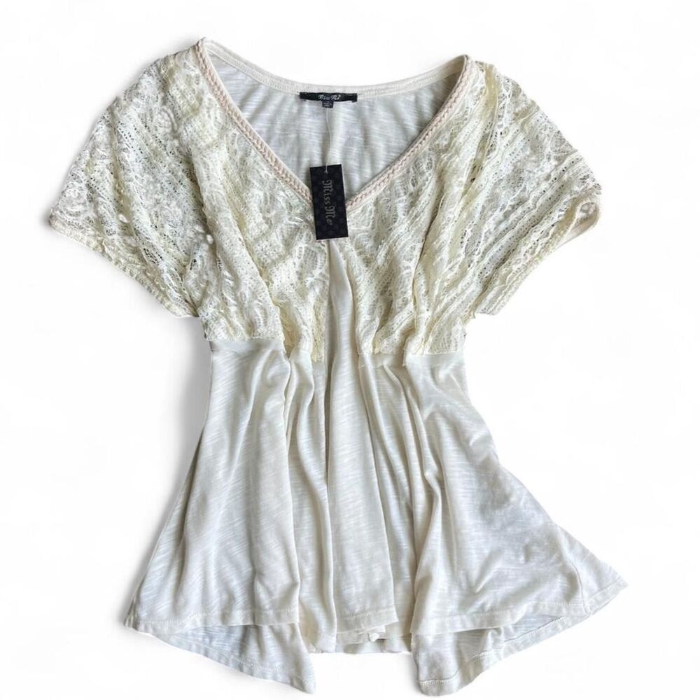 Miss-me Women's Cream and White Blouse NWT